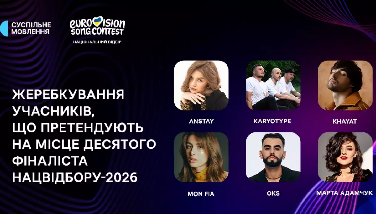 Визначено порядкові номери учасників, що претендують на місце десятого фіналіста нацвідбору на «Євробачення-2026» Визначено порядкові номери учасників, що претендують на місце десятого фіналіста нацвідбору на «Євробачення-2026»